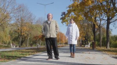 Huzurlu bir sonbahar parkında dadısı tarafından rehberlik edilen yaşlı adam, yaşlılara destek veren hemşirelik ve arkadaşlık kavramını yakalıyor..       