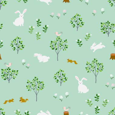 Nature on springtime seamless pattern for decorative,kid product,fabric,textile,print or wallpaper,vector illustration