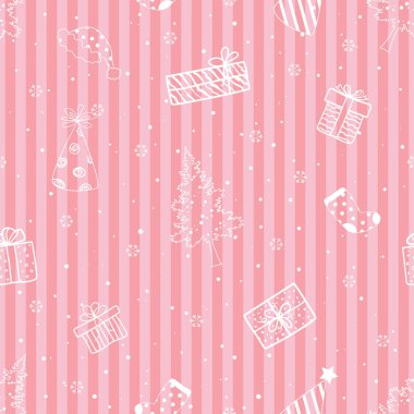 Noel veya Yeni Yıl dekoratifi için kış tatili pürüzsüz desen, kutlama partisi, moda, kumaş, tekstil, ambalaj kağıdı ve tüm baskılar, vektör illüstrasyonu