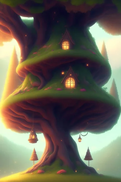 fantasy tree with beautiful shape and leaf ideal for children's story