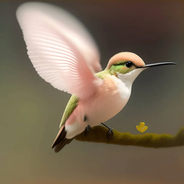 cute exotic fantasy hummingbird very feathery in pastel colors on a light background