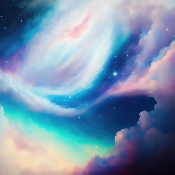 abstract watercolor background sunset sky pink and blue with stars and clouds