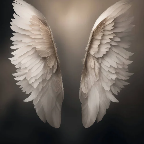 Dream like, realistic angel wings background with a white wing of