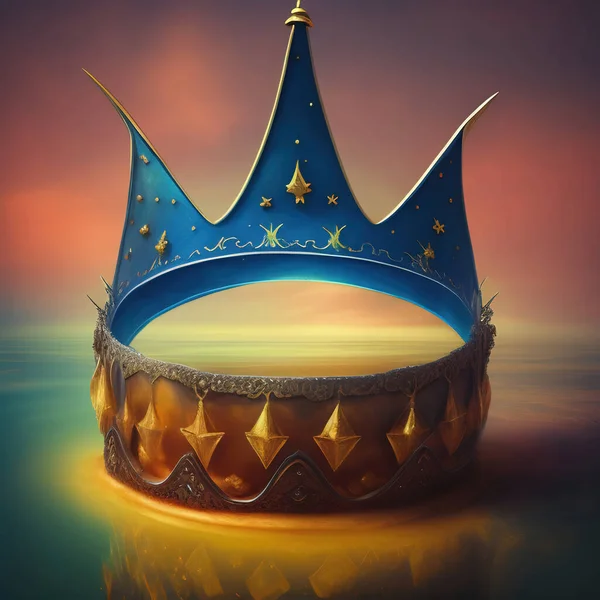 Diamond Crown with jewel encrusted , isolated queen in a on a blurred background