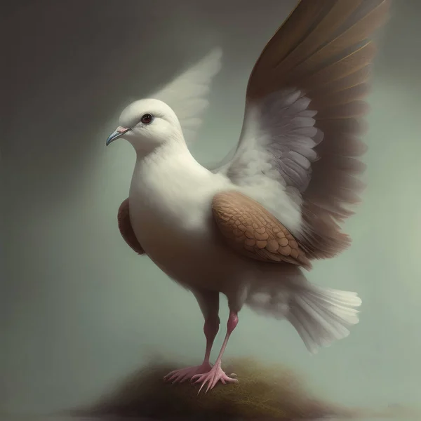 cute exotic fantasy bird very feathery in pastel colors on a light background