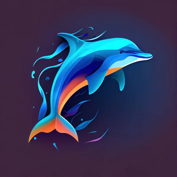 Cute 3D Cartoon dolphin character illustration Graphics Resource in action pose