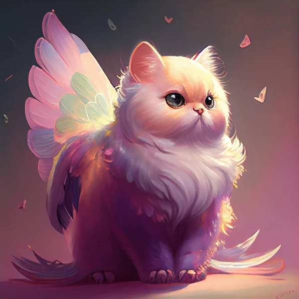 pink cat with wings cute fantasy animal for children story book
