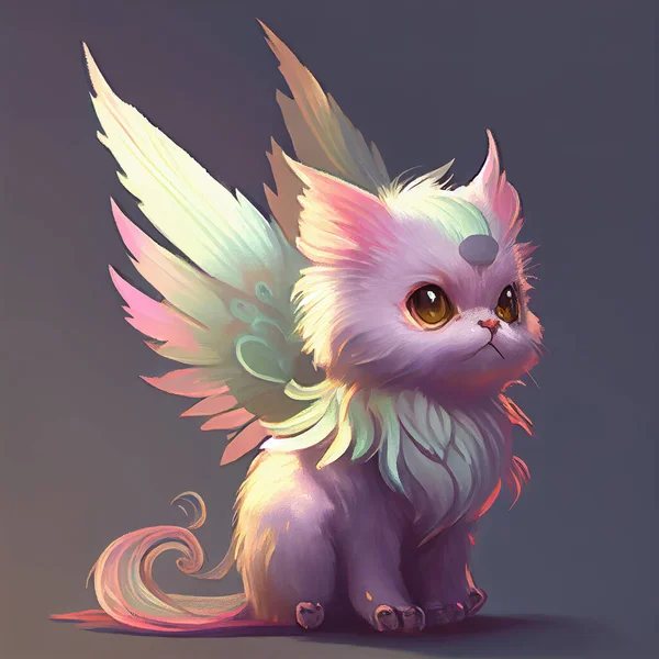 pink cat with wings cute fantasy animal for children story book