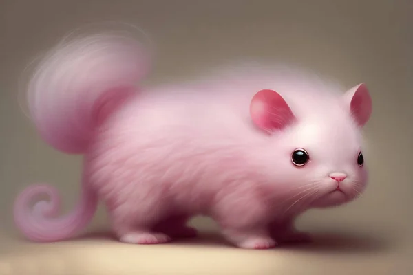 cute pink fantasy animal in blur background for children's book
