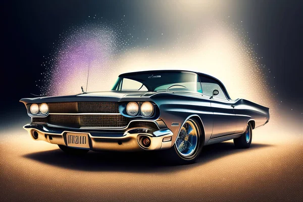 vintage car concept wallpaper desing for web with glitter background
