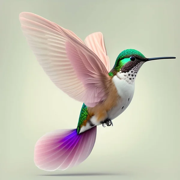 pink hummingbird	flying on a neutral background cute expression