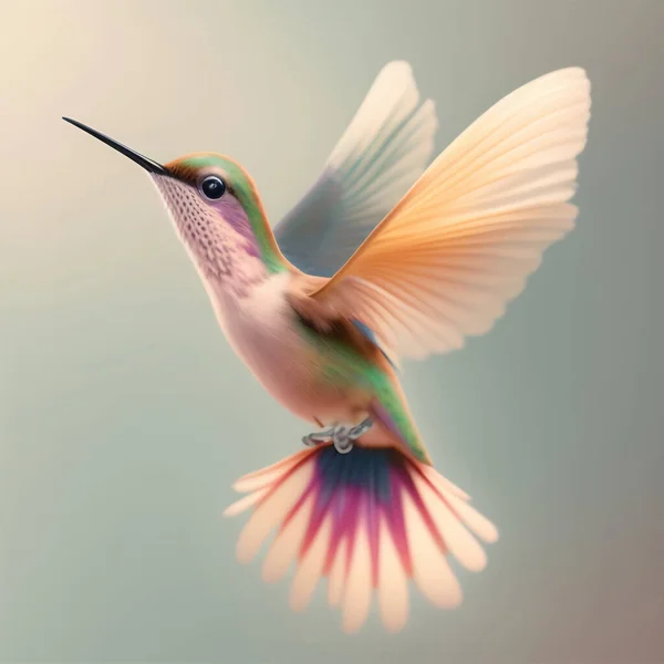 pink hummingbird	flying on a neutral background cute expression