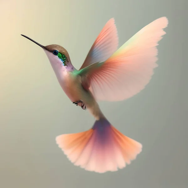 pink hummingbird flying on a neutral background cute expression