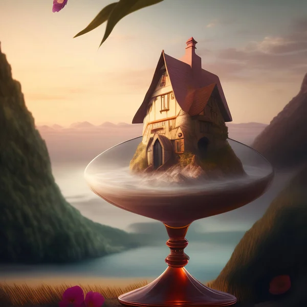 fantasy house cute landscape for fairy tale images or background