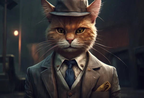 Portrait of a cat dressed in a formal business suit