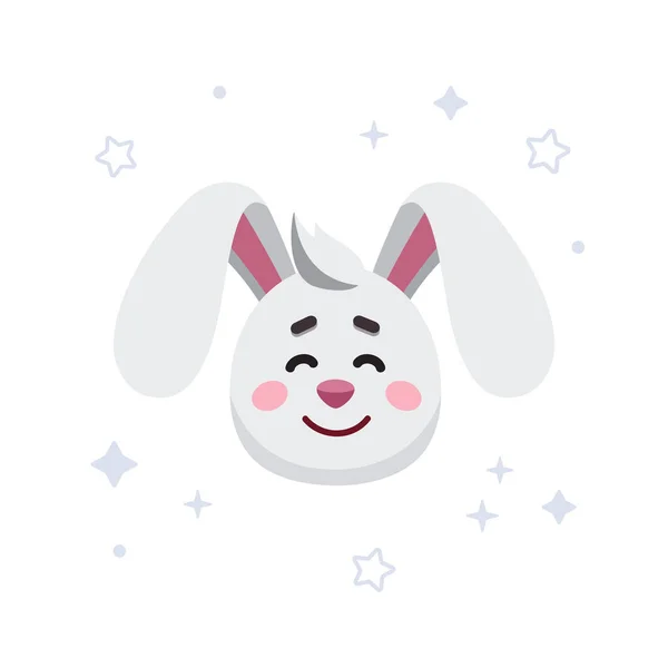 Kaninhuvud Hare Med Stjärnor Barn Illustration Tryck För Kläder Symbol — Stock vektor