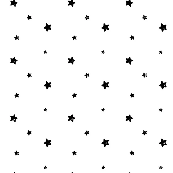 Patrón Sin Costura Dibujado Mano Con Estrellas Estilo Garabato Papel — Vector de stock