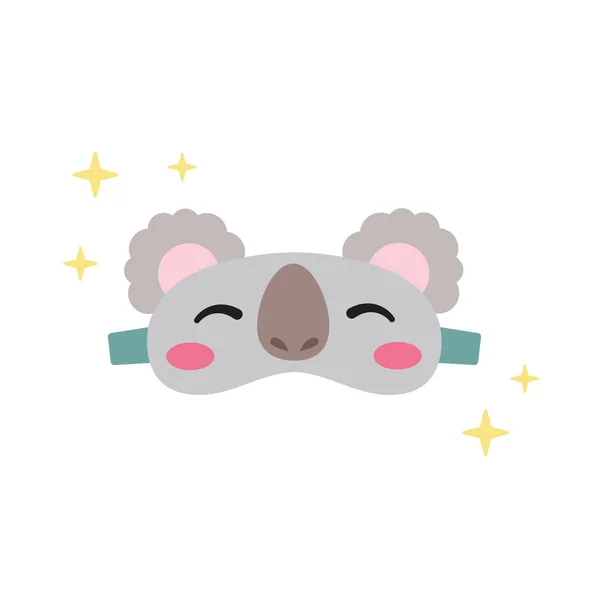Sömnmask För Barn Söt Koalamask Färgglada Vektor Illustration Glad Koala — Stock vektor