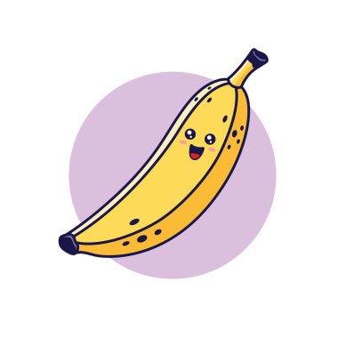 Cute Kawaii Banana character. Vector hand drawn cartoon icon illustration. Banana character in doodle style. Isolated on white background.