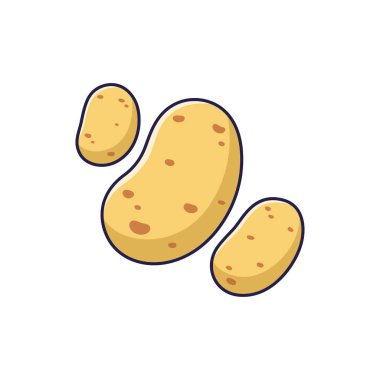 Cute Potato cartoon icon illustration. Food vegetable flat icon concept isolated on white background. Potato in Doodle style.