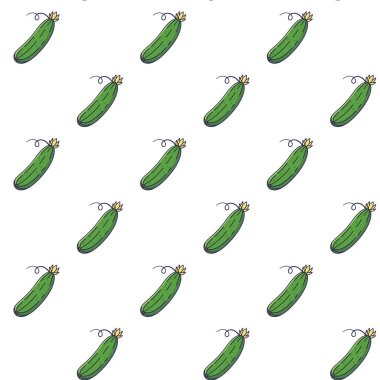 Cute Cucumber seamless pattern in doodle style.. Vector hand drawn cartoon Cucumber illustration. Hand drawn Sketch of Cucumber. Pattern for kids clothes.
