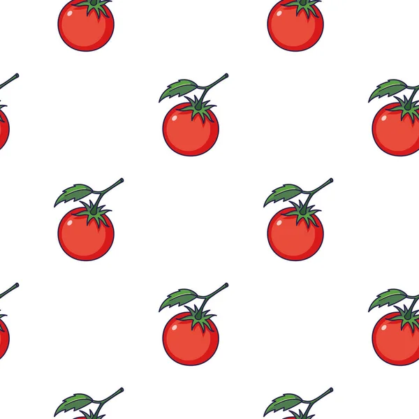Cute Red Tomato Seamless Pattern Doodle Style Vector Hand Drawn — Stockový vektor
