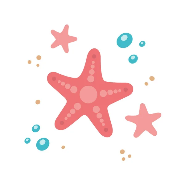 Cartoon Cute Starfish Set Vector Pink Sea Animal Flat Icon — Stock Vector