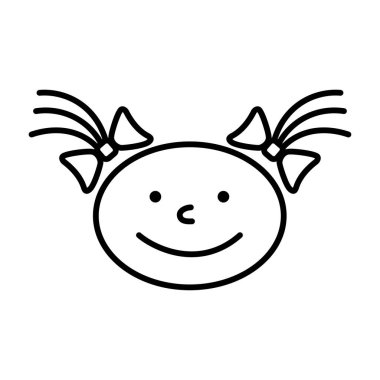 Kız yüzü, kafa. Dişi avatar. Doodle tarzı. El çizimi karakter. İnsan kafası çizimi. Vektör el çizimi resimleme.