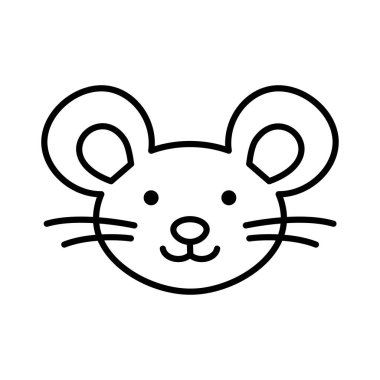 Fare surat, ağızlık. Doodle tarzı. El çizimi karakter. Hayvan kafası illüstrasyonu. Vektör el çizimi resimleme.