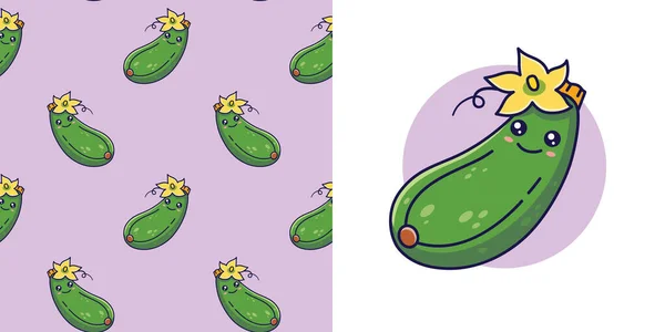 Handgezeichnete Zucchini Doodle Stil Zur Gestaltung Von Babykleidung Postkarte Mit — Stockvektor