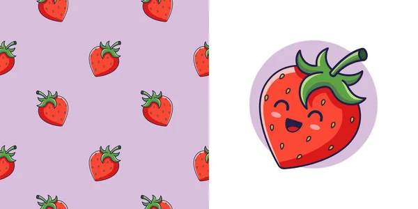 Handgezeichnete Erdbeere Doodle Stil Zur Gestaltung Von Babykleidung Postkarte Mit — Stockvektor