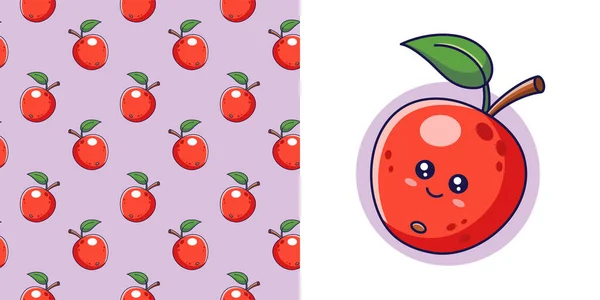 Handgezeichneter Roter Apfel Doodle Stil Zur Gestaltung Von Babykleidung Postkarte — Stockvektor