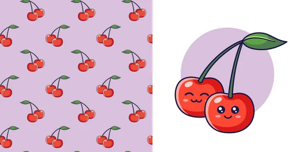 Ręcznie Rysowane Czerwone Cherry Stylu Doodle Projektowania Odzieży Dla Niemowląt — Wektor stockowy