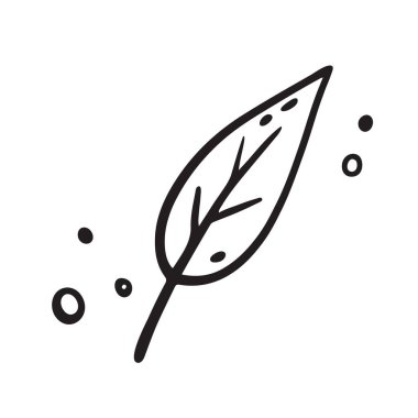 El yapımı sonbahar söğüt yaprağı. Doodle tarzında vektör illüstrasyonu. Beyaz arkaplanda izole.