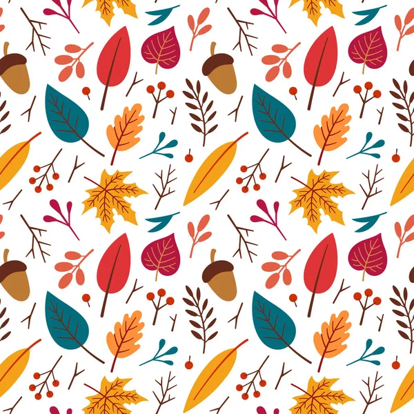 秋季无缝图案 纺织品 病媒植物图解 秋季模式 秋天的元素 平面设计 涂鸦风格 — 图库矢量图片