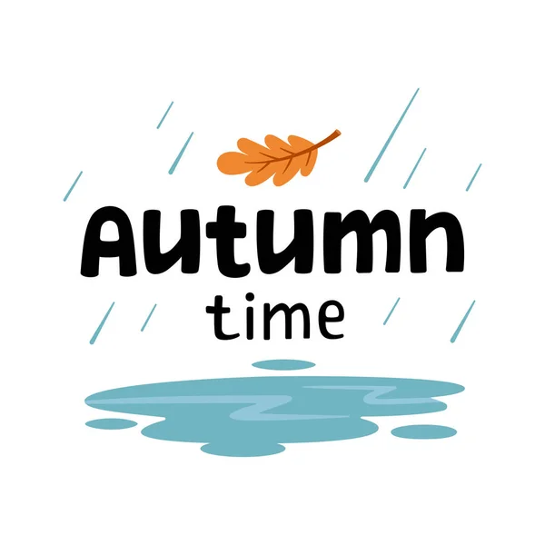 Olá Outono Cartão Postal Acolhedor Autumn Tempo Mão Escrita Lettering —  Vetores de Stock