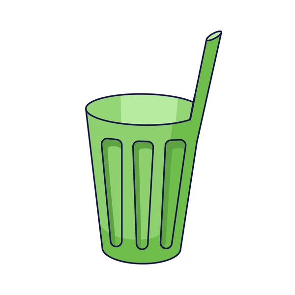 可重复使用的杯子与饮用稻草 可持续的生活方式 零浪费 生态概念 用卡通风格的矢量图解 再循环 废物管理 可持续性 — 图库矢量图片