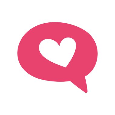 Beyaz arka planda izole edilmiş sevimli aşk mesajı. Kalp ile mesaj baloncuğunun el çizimi vektör çizimi. Aşk konsepti Doodle tarzı illüstrasyon. Pembe çekirdek biçimi.