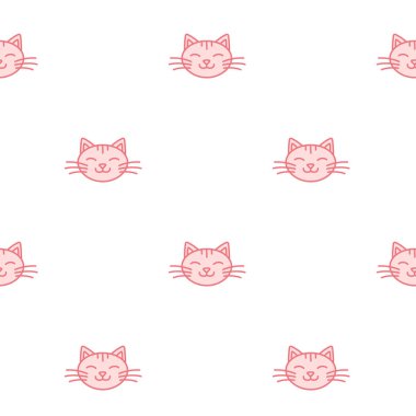 Kedi ağızlığı. Kedi karakteri bebek kıyafetleri tasarlamak için karalama tarzında. Çizgi film kedisiyle el çizimi kusursuz desen. Bohem çocuk odası baskısı. Çocuklar pijama için doku dizayn ederler. Vektör illüstrasyonu