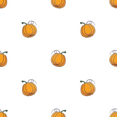 Karalama tarzında şirin, balkabağı desenli. Vektör el çizimi Orange Pumpkin çizimi. El çizimi balkabağı çizimi. Çocuk kıyafetleri için desen.
