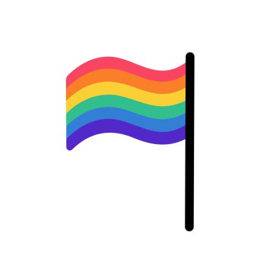 LGBT bayrak simgesi. Gökkuşağı renkli bayrak. LGBT çıkartması karalama tarzında. LGBTQ, LGBT gurur topluluğu sembolü. LGBT pankartı. Vektör illüstrasyonu beyaz arkaplanda izole edildi.