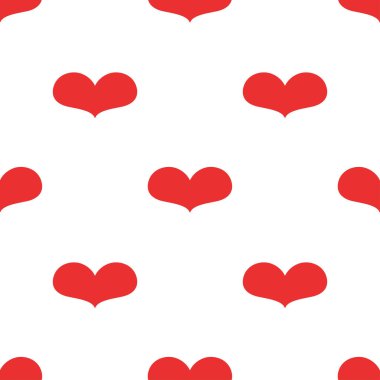 Kırmızı Kalp kusursuz desen. Düz bir şekilde vektör illüstrasyonu. Sevgililer Günü dokusu. Aşk konsepti. Karalama tarzında elle çizilmiş kalp. Kalp izi olan kumaş.