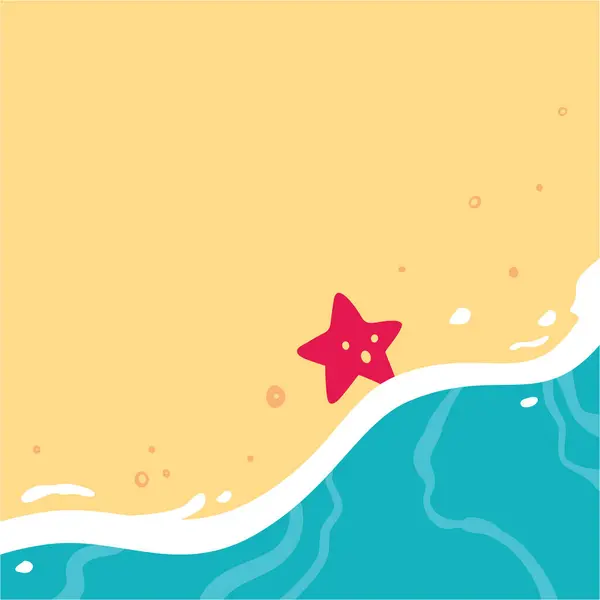 Copy Space Sandy Beach Sea Wave Starfish Summer Banner Template — Stock Vector