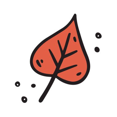 Elle çizilmiş sonbahar yapraklı kavak. Doodle tarzında vektör illüstrasyonu. Beyaz arkaplanda izole.