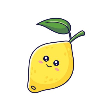 Cute Kawaii Lemon character. Vector hand drawn cartoon icon illustration. Lemon character in doodle style. Isolated on white background.