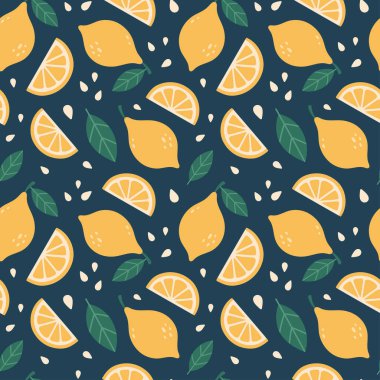 Limonsuz desen. Limon meyvesi Organik vitaminler ve sağlıklı beslenme. Düz dizayn, karalama tarzı. Grafiksel doku. Vektör