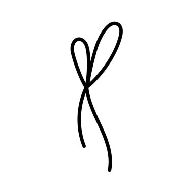 El çizimi yay ikonu. El sallayarak kurdele sallamak. Taslak Dekorasyon Ögesi. Beyazda izole edilmiş. Vektör