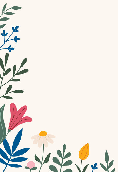 Marco Decorativo Borde Con Flores Tulipán Hojas Lirios Vector Estilo — Vector de stock