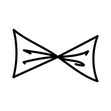 El çizimi yay ikonu. El sallayarak kurdele sallamak. Taslak Dekorasyon Ögesi. Beyazda izole edilmiş. Vektör