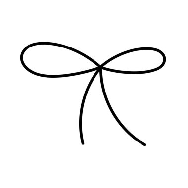 El çizimi yay ikonu. El sallayarak kurdele sallamak. Taslak Dekorasyon Ögesi. Beyazda izole edilmiş. Vektör